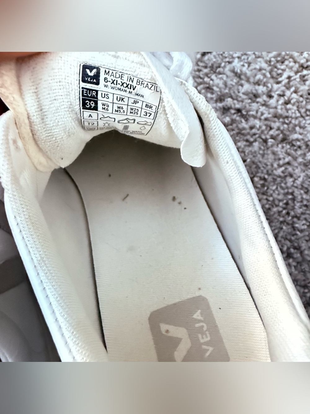 VEJA Campo Womens Size 8 White Almond Chromefree Leather Lace-Up Sneakers - Picture 9 of 10